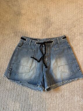 Pol dupe Denim Utility Shorts with silver grommets and black drawstring! New!